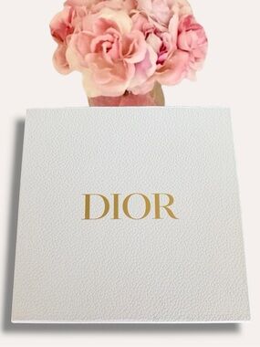 Christian Dior Textured Large White Gift Box Gold Logo Storage Decor